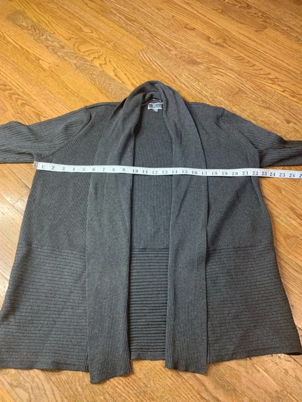 JM Collection Grey Ribbed Open Front Cardigan XL - Picture 6 of 7